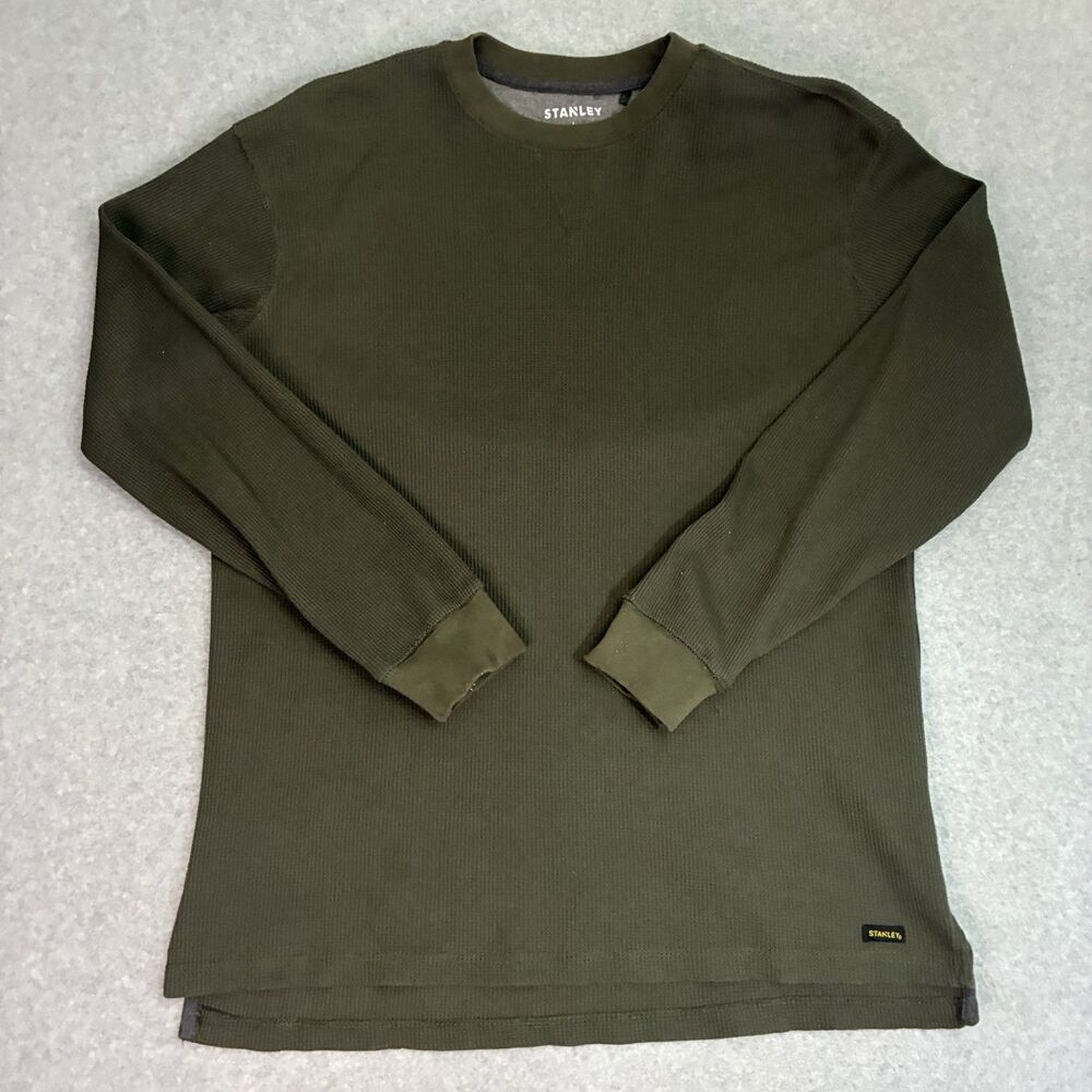 Men’s Stanley Thermal Waffle Knit Shirt Olive Green Long Sleeve Size Large